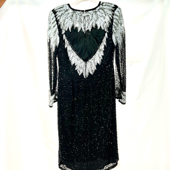 Oleg Cassini  BLACK TIE  Formal SILK Gown Occasion Event Evening Sequined - Picture 16 of 16